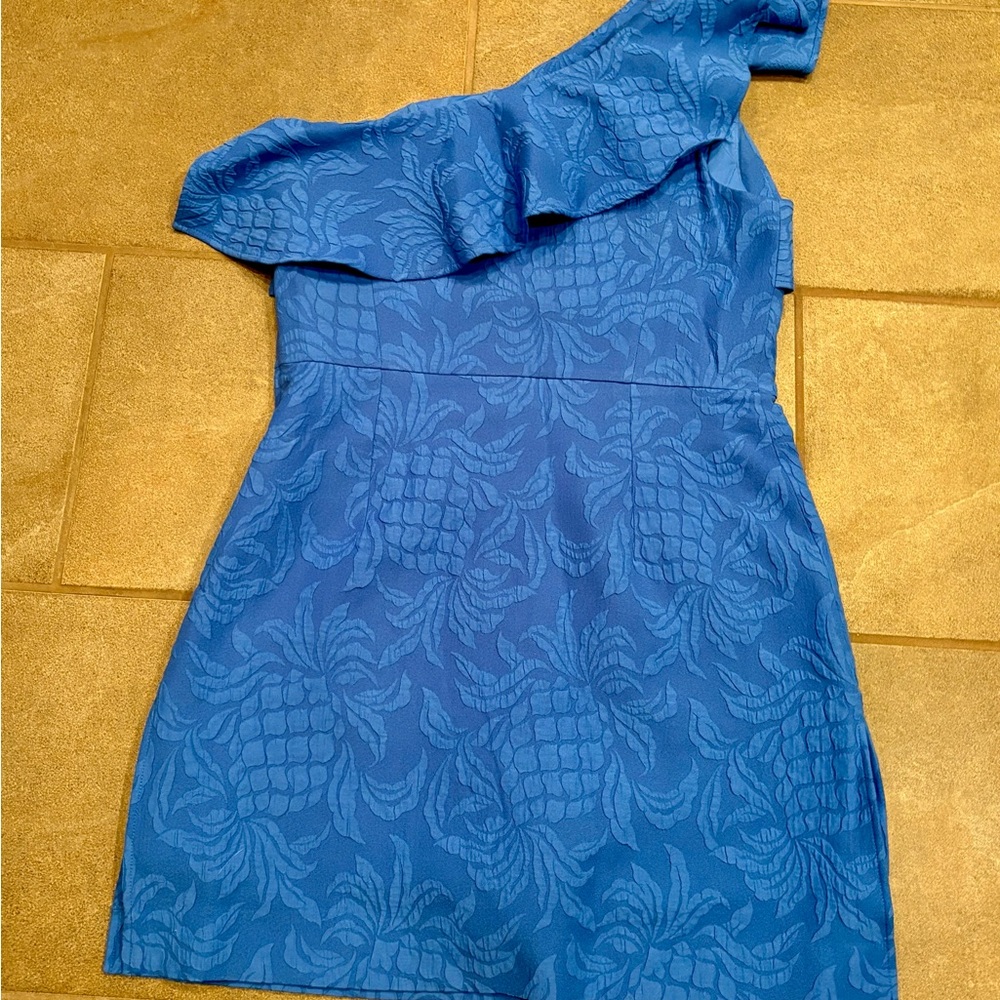 Blue One-Shoulder Ruffle skort - Picture 2 of 6